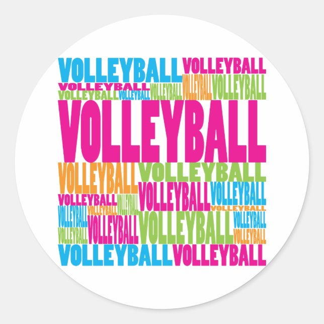 Buntes Volleyball Runder Aufkleber (Vorderseite)