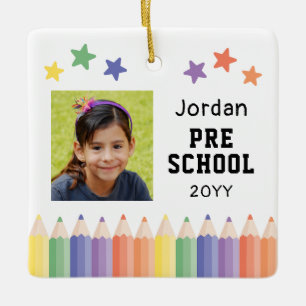 Buntes Vorschulfoto-Andenken für Kinder Keramikornament