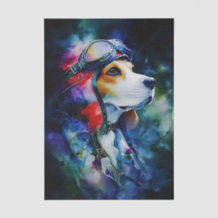 Buntes Wasserfarben-Aviator-Hund FC3R-Decoupage Seidenpapier