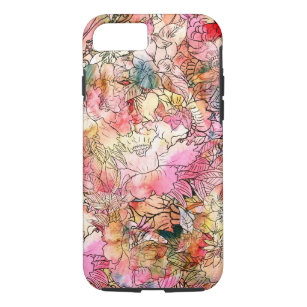 Buntes Watercolor-Blumenmuster-abstrakte Skizze Case-Mate iPhone Hülle