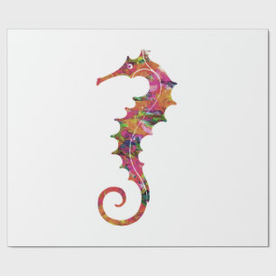 Buntes Watercolor-Seepferd Geschenkpapier