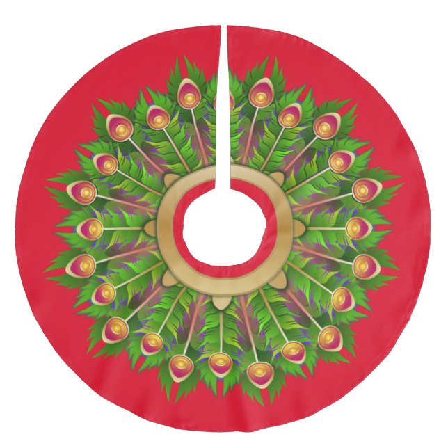 Buntes Weihnachten Polyester Weihnachtsbaumdecke (Vorderseite)