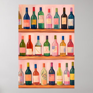 Buntes Wein-Kollektion-Poster, Moderner Barwagen Poster