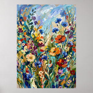 Buntes Wildblumenwiesen-Poster Poster