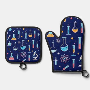 Buntes Wissenschaftslabor-Muster Moderne Chemie Ofenhandschuh & Topflappen-Set