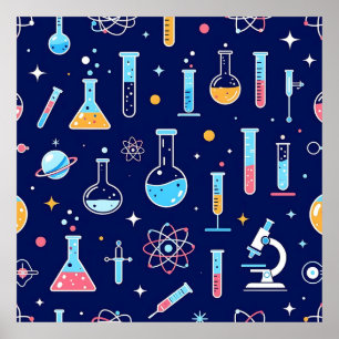 Buntes Wissenschaftslabor-Muster Moderne Chemie  Poster