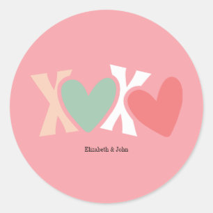 Buntes "XOXO" Valentinstag Runder Aufkleber