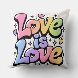 Buntes Y2K-Regenbogen-Graffiti Love is Love Kissen