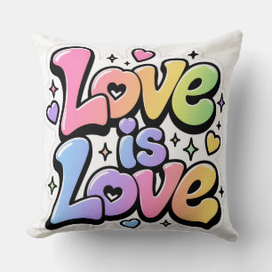Buntes Y2K-Regenbogen-Graffiti Love is Love Kissen