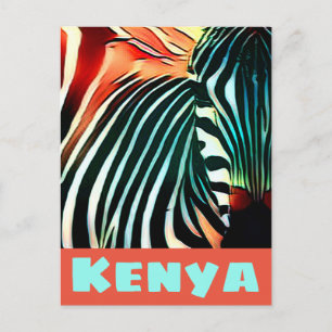 Buntes Zebra Pop-Art Kenia-Reiseposter-Stil Postkarte