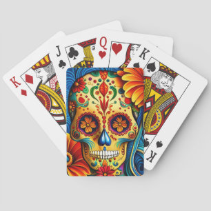 Buntes Zucker-Schädel-Volksdesign Spielkarten