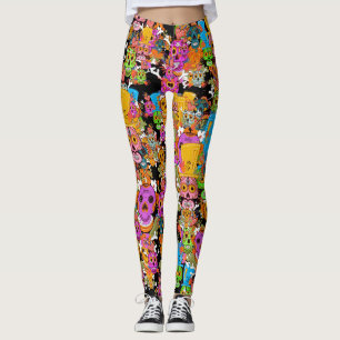 Buntes Zuckerschädel-Muster Leggings