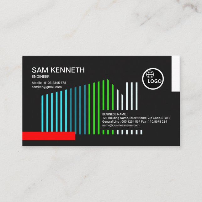 Buntes Zuhause-strukturelle Linien Ingenieur Visitenkarte (Vorderseite)