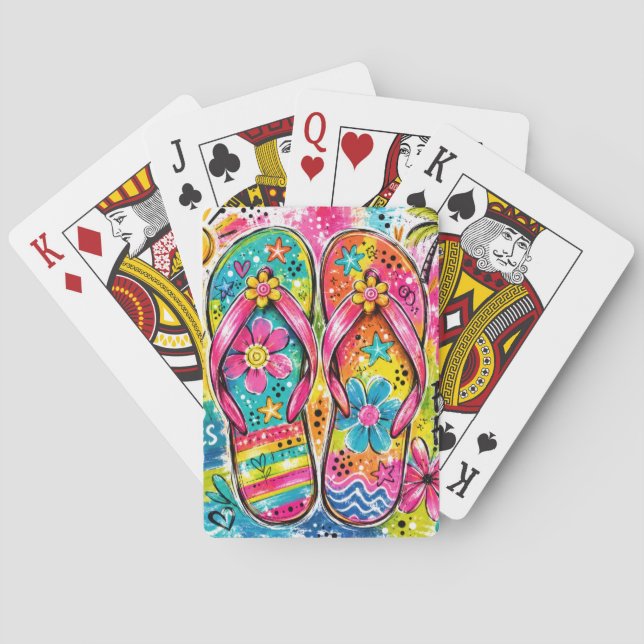 BUNTGEFÄRBTE SOMMER-SANDALEN SPIELKARTEN (Rückseite)