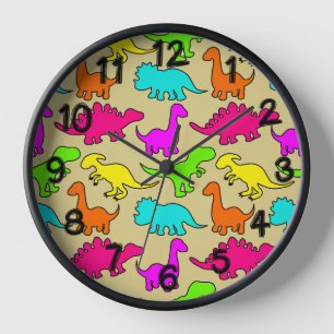 Buntgestaltete Dinosaurier Uhr
