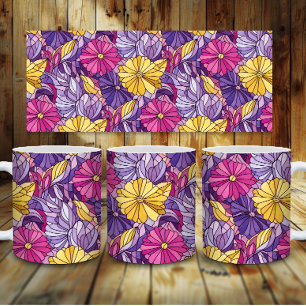 Buntglas abstrakt lila gelb rosa kaffeetasse