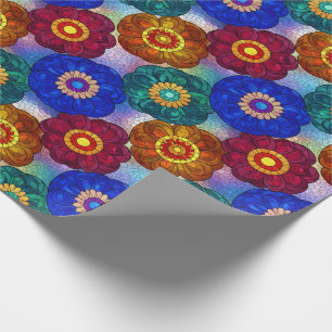 Buntglas-Abstrakt Rot Grün Blau Orange Geschenkpapier