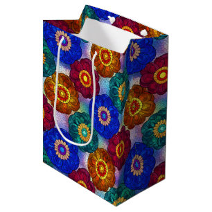 Buntglas abstrakt Rot Grün Blau Orange Mittlere Geschenktüte