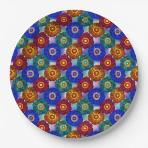Buntglas abstrakt Rot Grün Blau Orange Pappteller