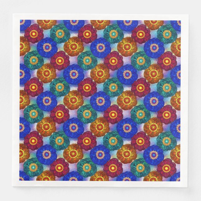 Buntglas abstrakt Rot Grün Blau Orange Serviette (Vorderseite)