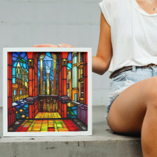 Buntglas-Abtei Digitale Kunst Poster