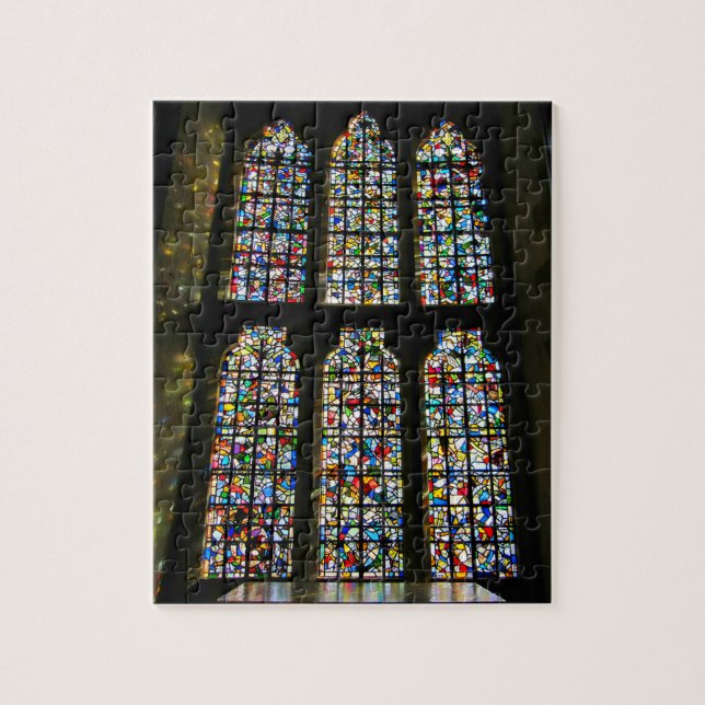 Buntglas-Barcelona-Fotografie Sagrada Familia Puzzle (Vertikal)