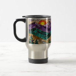 Buntglas-Berg-Sonnenaufgang-Tasse  Reisebecher