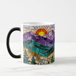 Buntglas-Berg-Sonnenaufgang-Tasse  Verwandlungstasse