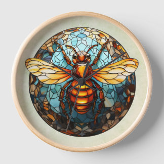 Buntglas-Bienen-Wanduhr Uhr