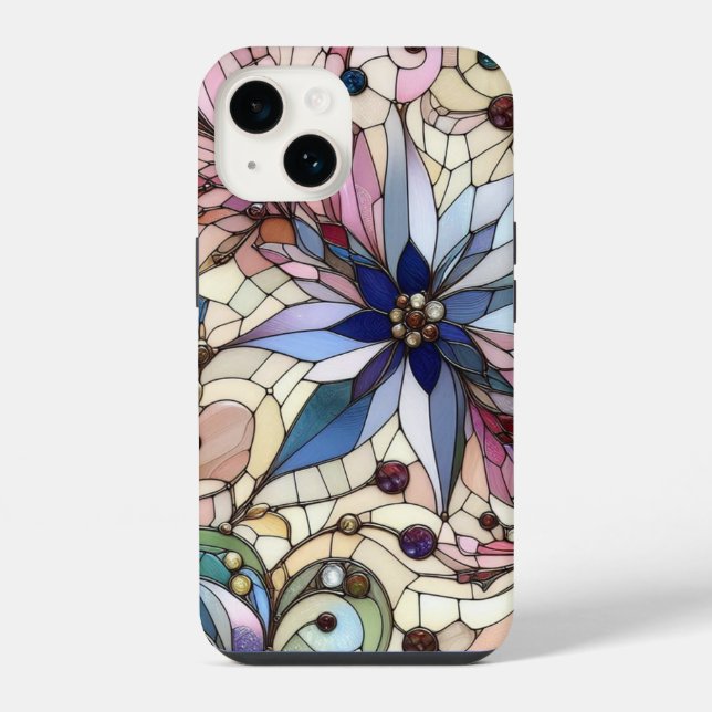 Buntglas-Blume  iPhone Hülle (Rückseite)
