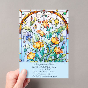 Buntglas-Blumen-Geburtstagsfeier Acryleinladungen