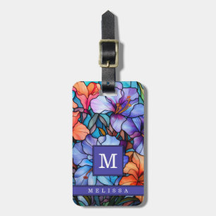 Buntglas-Blumen-Hintergrund-Gepäckanhänger Gepäckanhänger