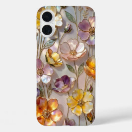 Buntglas-Blumen-iPhone-Hülle Gelb Pink Gold iPhone 16 Plus Hülle