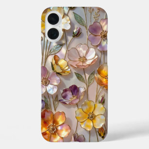 Buntglas-Blumen-iPhone-Hülle Gelb Pink Gold iPhone 16 Plus Hülle