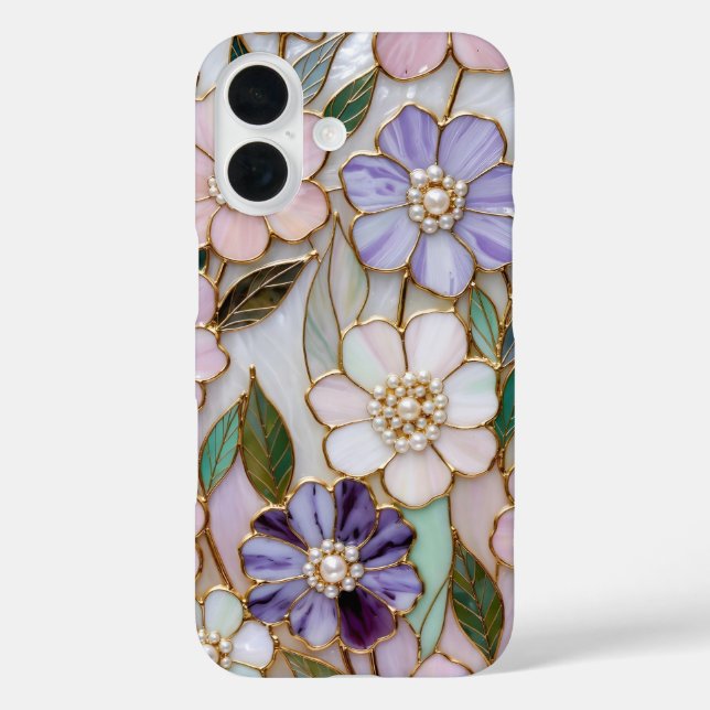 Buntglas-Blumen-iPhone-Hülle Perlenschmuck-Blume Case-Mate iPhone Hülle (Rückseite)
