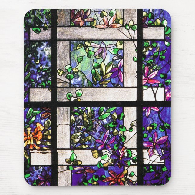 Buntglas-Blumen-Mauspad Mousepad (Vorne)