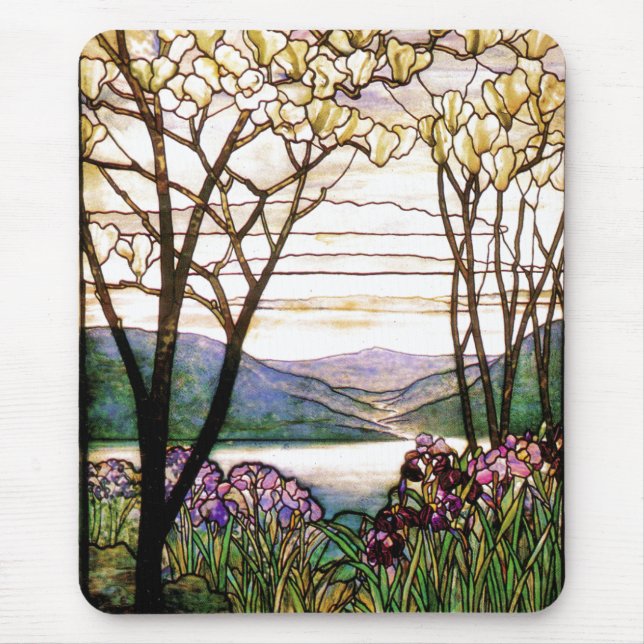Buntglas-Blumen-Mauspad Mousepad (Vorne)