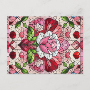 Buntglas-Blumen Valentinstag Postkarte