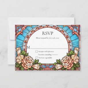 Buntglas-Blumenrahmen-Hochzeits-RSVP-Antwort RSVP Karte