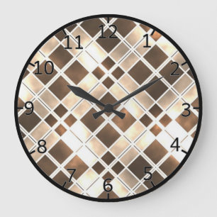 Buntglas braun und creme große wanduhr