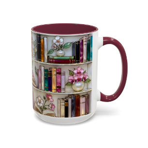 Buntglas Bücherregal Tasse Geschenk für Bücherli