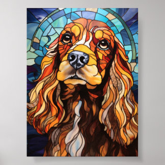 Buntglas-Cocker-Spaniel-Porträt mit fließendem Poster