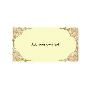 Buntglas-Creme-Gold-Rosen-Label Adressaufkleber