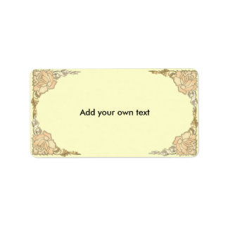 Buntglas-Creme-Gold-Rosen-Label Adressaufkleber