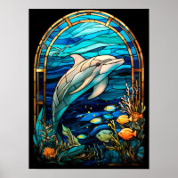 Buntglas-Delfin schwimmt im Korallenriff-Ozean