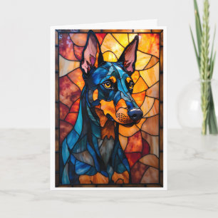 Buntglas-Dobermann-Hund Karte