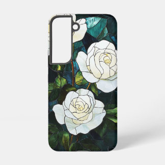Buntglas-Effekt Samsung-Hülle, weiße Rosen Samsung Galaxy Hülle