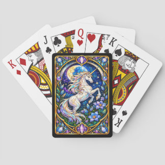 Buntglas-Einhorn-Spielkarten Spielkarten