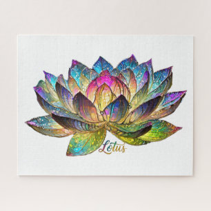 Buntglas Farbige Lotusblume auf Weiß Puzzle