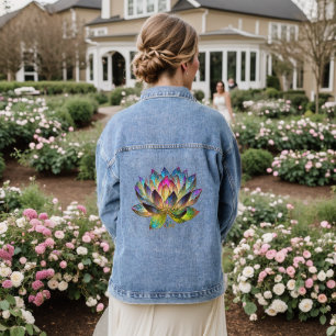 Buntglas Farbige Lotusblume Jeansjacke